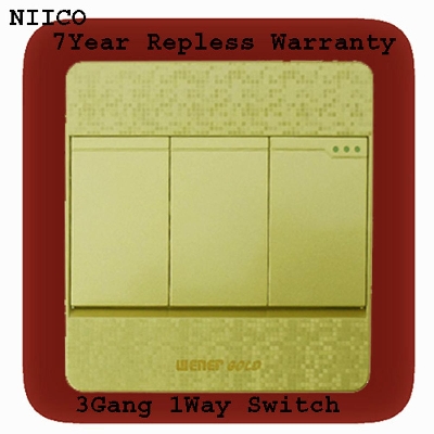 Picture of Exclusive  Winer Gold Switch 3Gang 1Way Switch-(7 Years Repless Warranty)