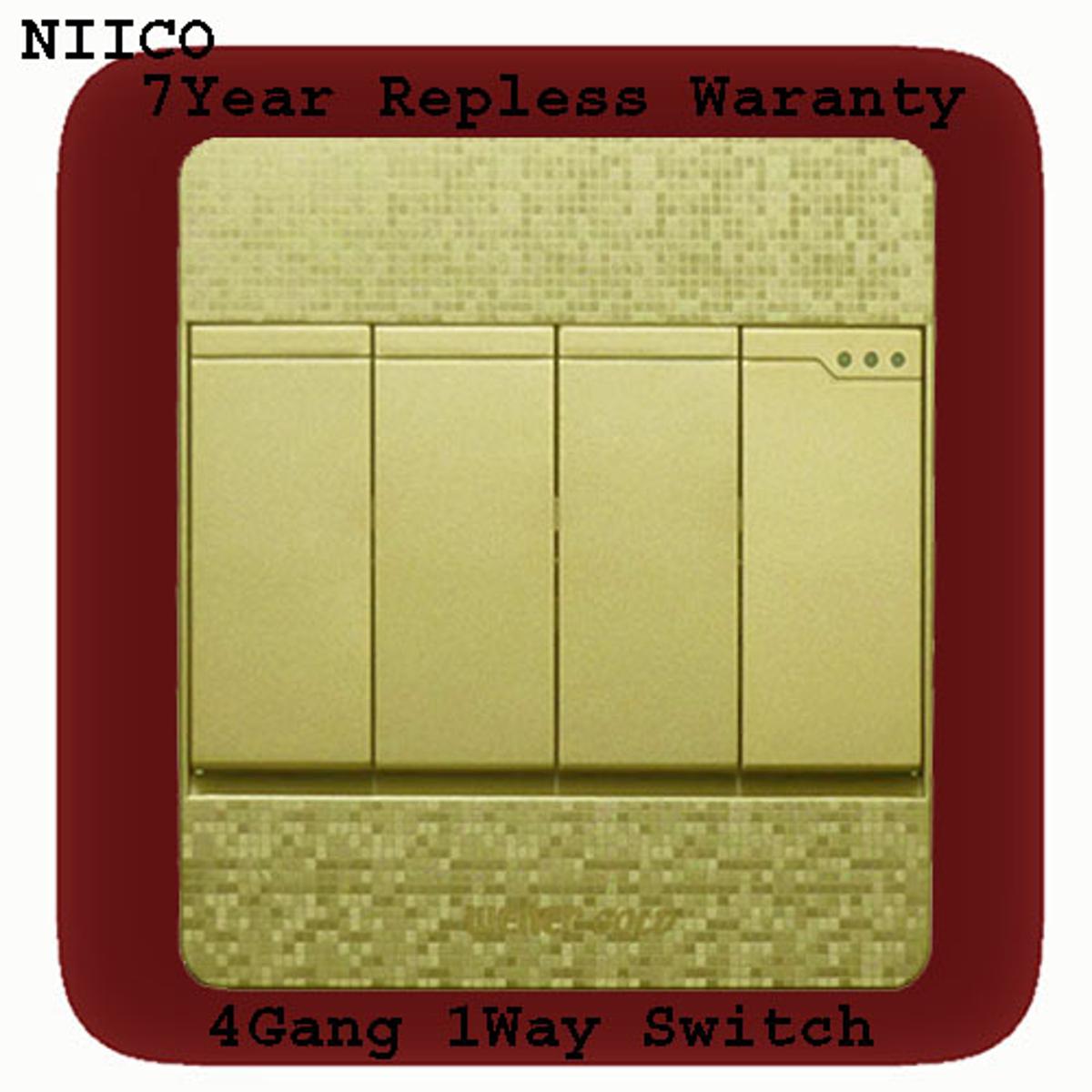 Picture of Exclusive  Winer Gold Switch 4Gang 1Way Switch-(7 Years Repless Warranty)