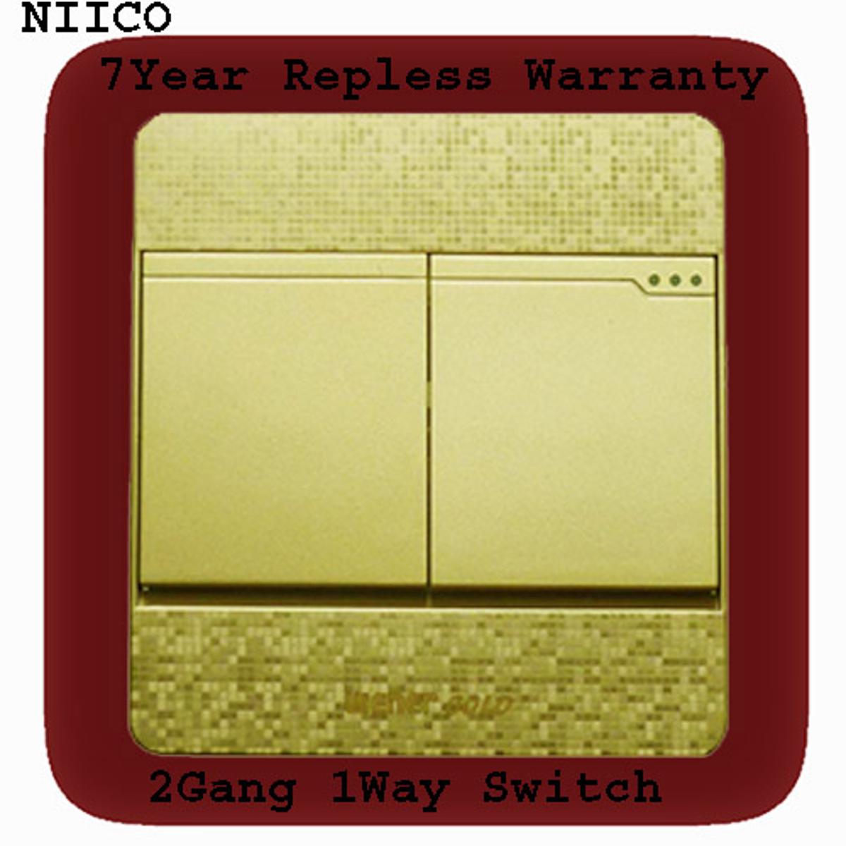Picture of Exclusive  Winer Gold Switch 2Gang 1Way Switch-(7 Years Repless Warranty)