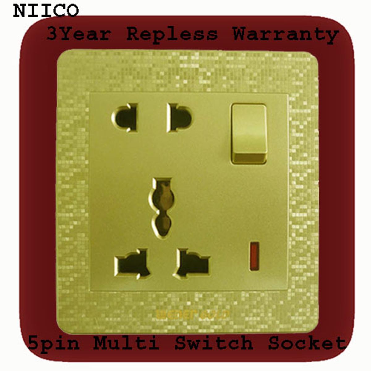Picture of Exclusive  Winer Gold 5 Pin Multi Switch Socket-(3 Years Repless Warranty)