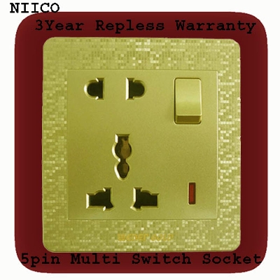 Picture of Exclusive  Winer Gold 5 Pin Multi Switch Socket-(3 Years Repless Warranty)