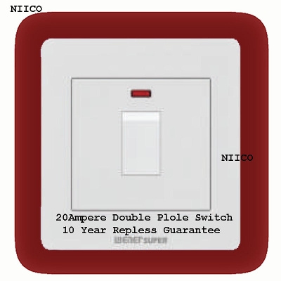 Picture of Wiener Super  Premium Quality 20 Ampere Double Pole Switch -(10 Years Repless Warranty)