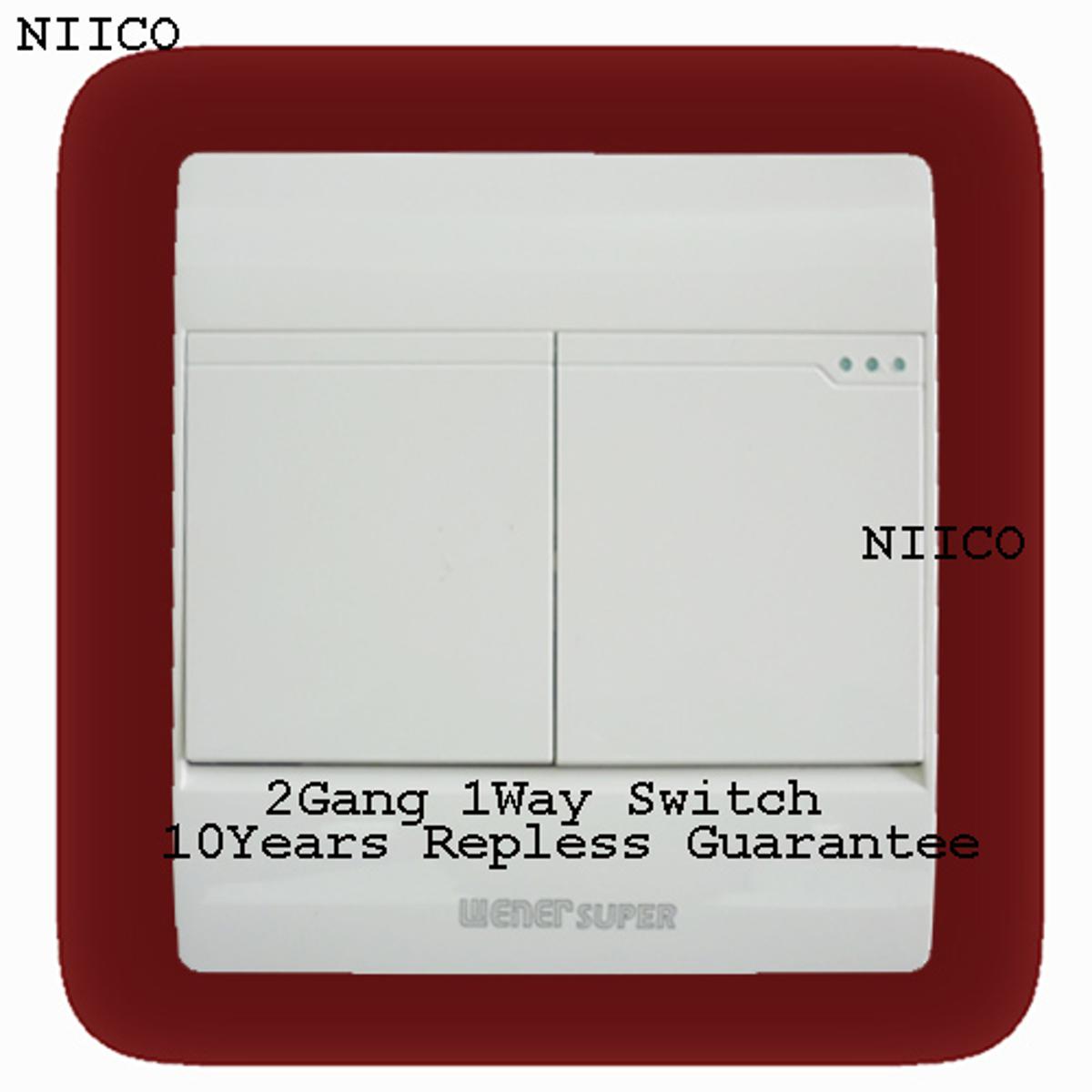 Picture of Wiener Super  Premium Quality 2 Gang 1Way Switch -(10 Years Repless Warranty)