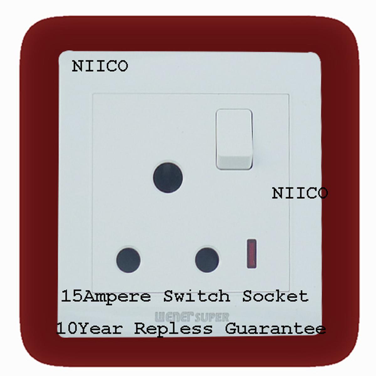 Picture of Wiener Super  Premium Quality 15 Ampere Switch Socket  -(10 Years Repless Warranty)