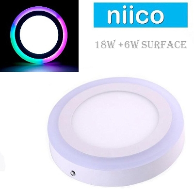 Picture of LED Round Surface Mounted Panel Metal Body Light 18W+6W Pink+Green+Blue Edge