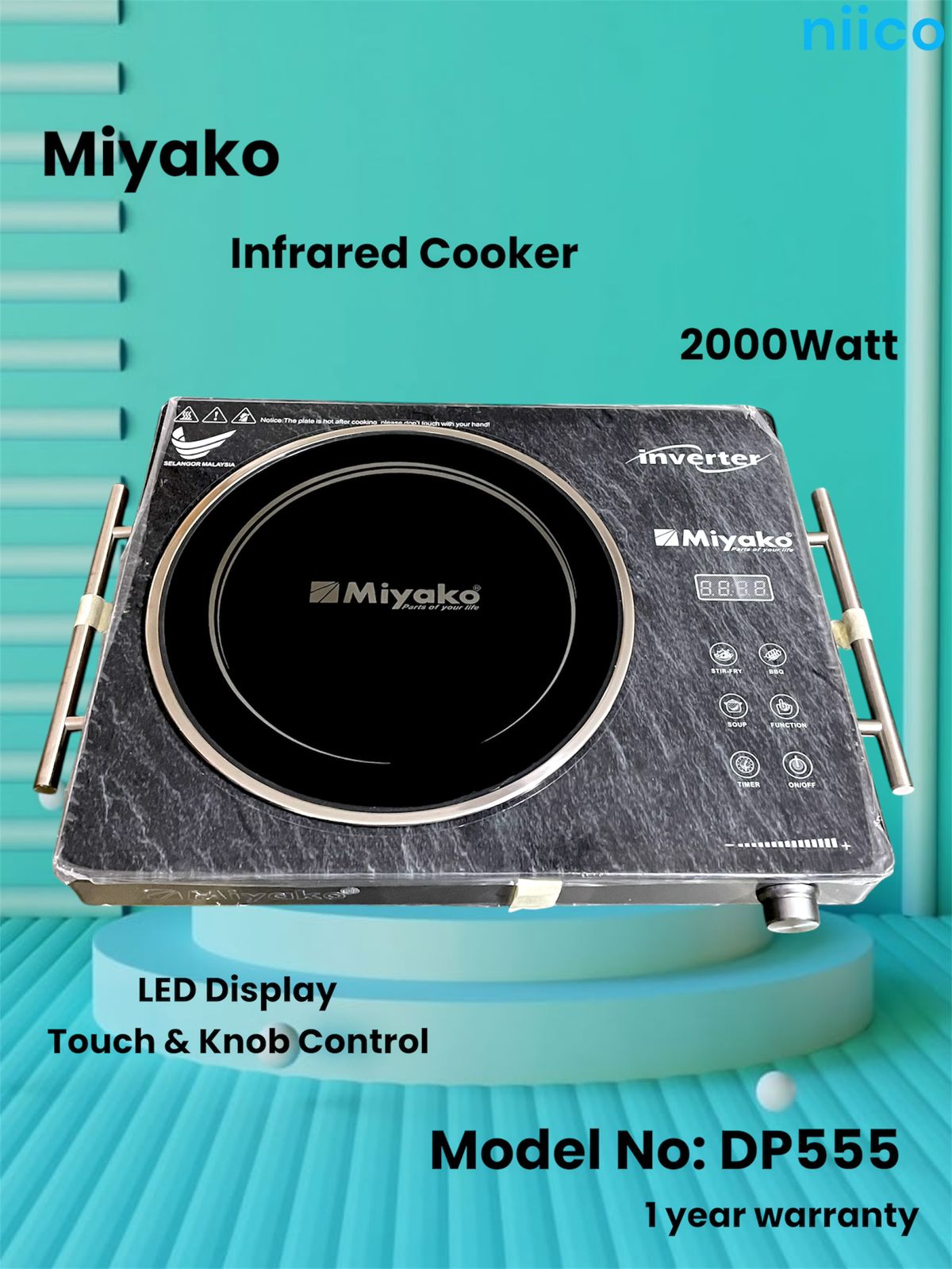 Picture of Miyako Infrared Cooker  Energy Savings & Smokeless  Capacity : 2000 Watt-Any Type Of Pan-1 Year Warranty-Model-555/666/777