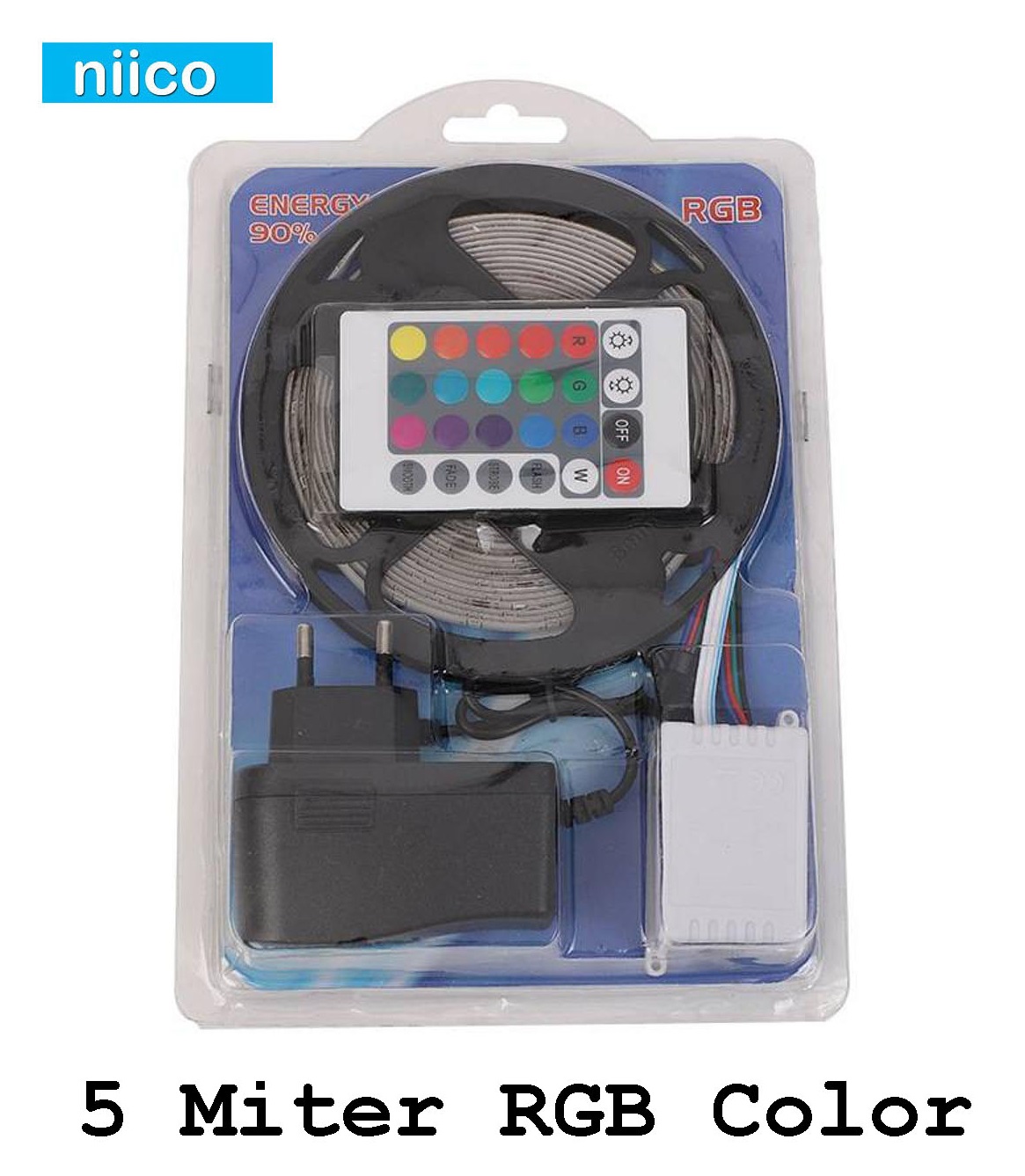 Picture of 12V Dc Led Strip Light with Remote (5 Meters) RGB Color Fairy Lights for Ceiling Decoration Lamp Tv/Pc Back Light Multi-Color - RGB Led Strip Light - RGB light- SMD 2835 & 5050-5 Miter(16 Feet)