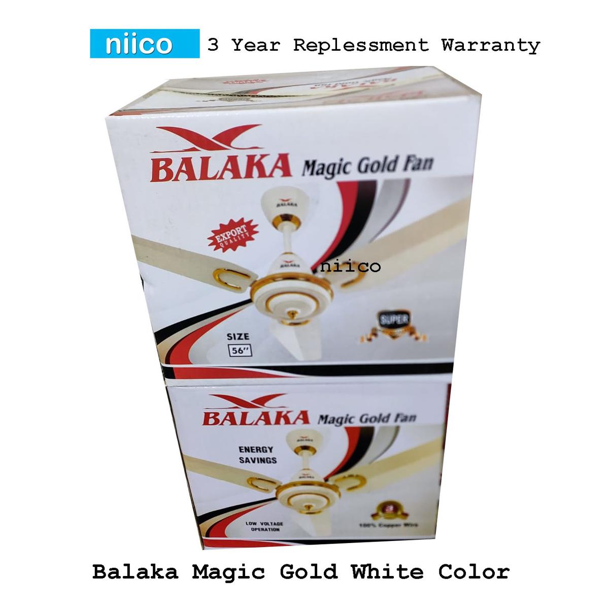 Picture of Experience Luxurious Comfort with the Balaka  Magic Gold Exclusive 56" Ceiling Fan: 03 Blades - 3 Year Repless Warranty-White Color
