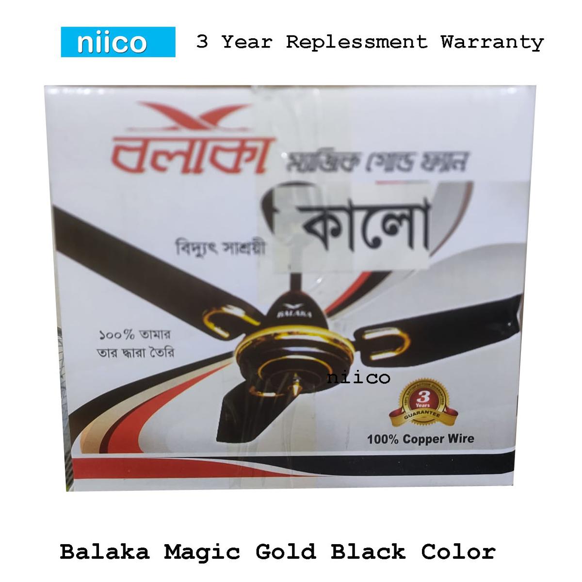 Picture of Experience Luxurious Comfort with the Balaka  Magic Gold Exclusive 56" Ceiling Fan: 03 Blades - 3 Year Repless Warranty-Black Color