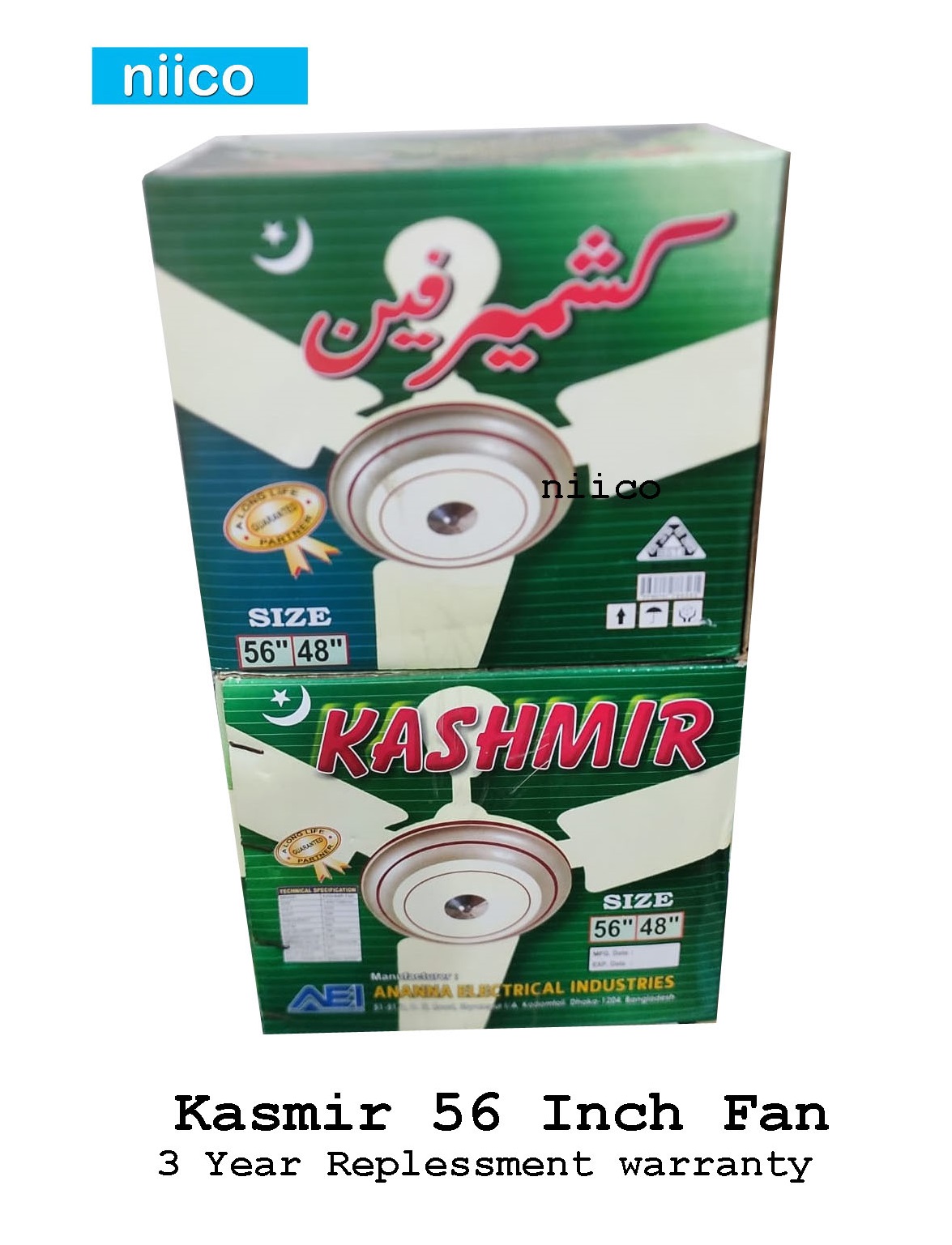 Picture of Kashmir Heavy Duty Exclusive 56" Ceiling Fan: 03 Blades - 3 Year Repless Warranty