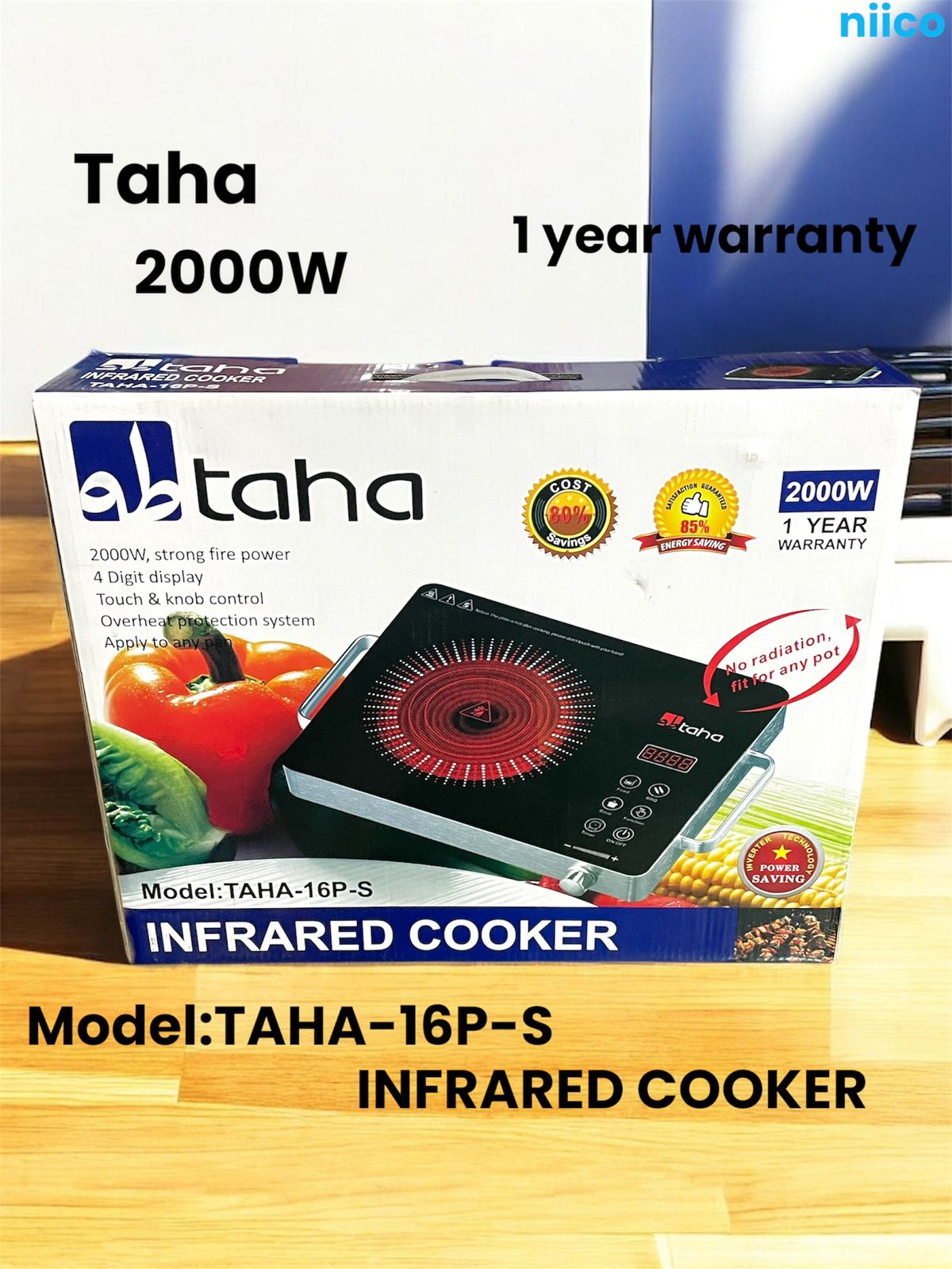 Picture of taha Infrared Cooker 85% Energy Savings & Smokeless Model : taha-16 Capacity : 2000 Watt-Suit For Any Pot-4 Digit Disply-1 Year Warranty