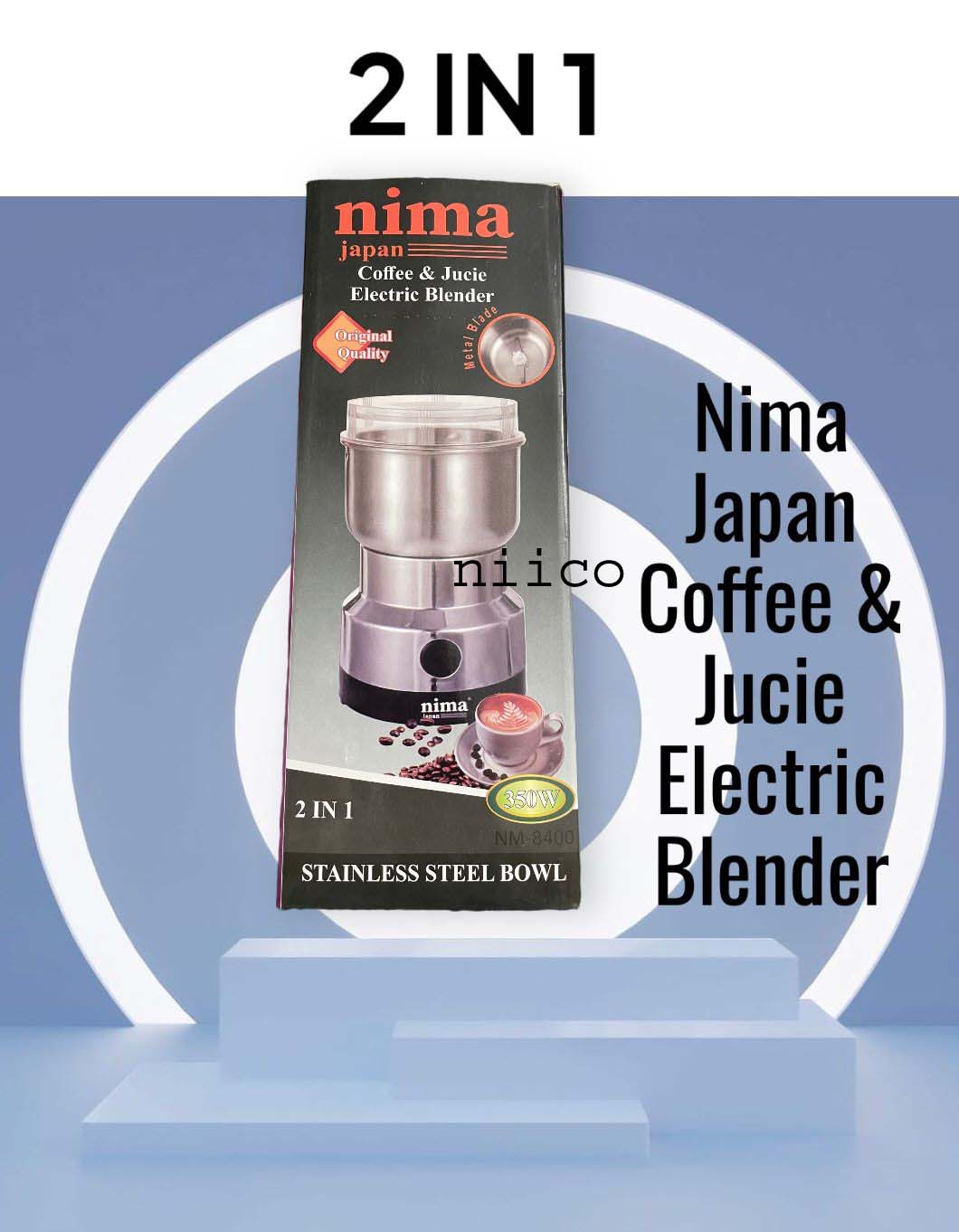 Picture of Nima Heavy Duty Electric Blender 2 In 1 Electric Spice Grinder & Juicer With  Stainless Steel Bowl -5 year Lifetime