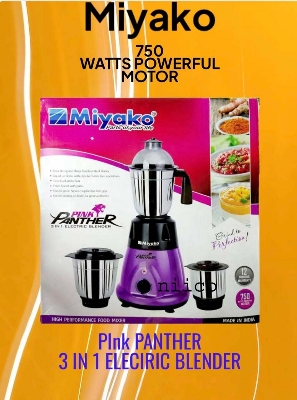 Picture of Miyako 750 WATTS POWERFUL MOTOR Pink PANTHER 3 IN 1 ELECTRIC Heavy Duty Mixer Blender 3 Stainless Steel Jar 100 Percent Cooper Blender: (1 Year Warranty)