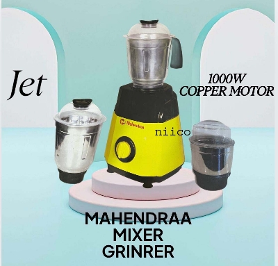 Picture of Mahendraa 1000 WATTS POWERFUL MOTOR  3 IN 1 ELECTRIC Heavy Duty Mixer Blender/Glinder  3 Stainless Steel Jar 100 Percent Cooper Blender: (2 Year Warranty)
