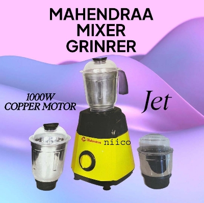 Picture of Mahendraa 1000 WATTS POWERFUL MOTOR  3 IN 1 ELECTRIC Heavy Duty Mixer Blender/Glinder  3 Stainless Steel Jar 100 Percent Cooper Blender: (2 Year Warranty)