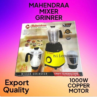 Picture of Mahendraa 1000 WATTS POWERFUL MOTOR  3 IN 1 ELECTRIC Heavy Duty Mixer Blender/Glinder  3 Stainless Steel Jar 100 Percent Cooper Blender: (2 Year Warranty)