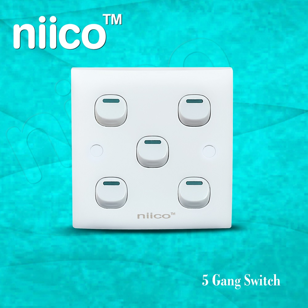 Picture of NIICO Classic 5 Gang 1 Way Wall Switch ( Single Pice)-5 Year warranty