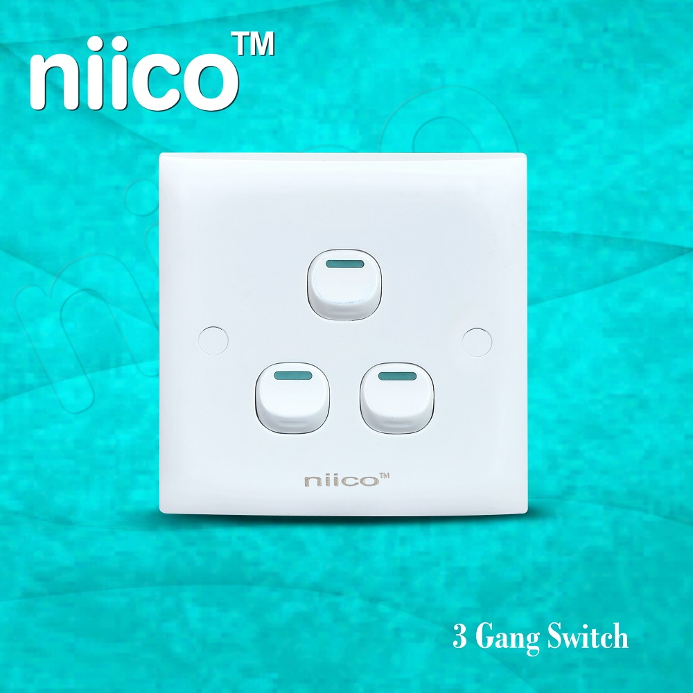 Picture of NIICO Classic 3 Gang 1 Way Wall Switch ( 5 Year Warranty)