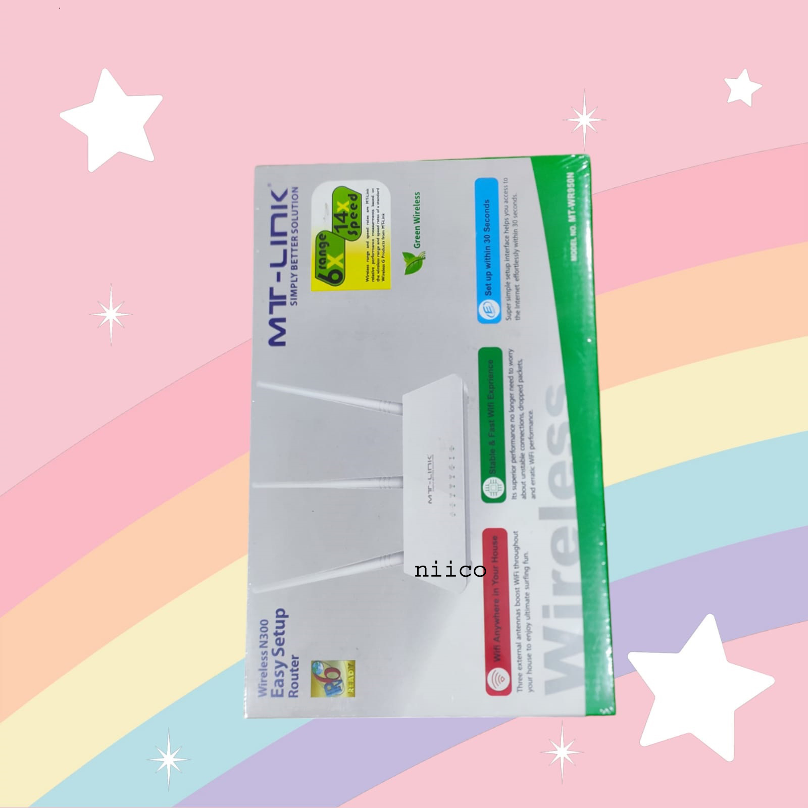 Picture of MT-LINK 300 Mbps (6XRange) (14XSpeed) Wireless Home Router Model-MT-WR950N- N300 3 Antenna Wifi Router-1 Year Warranty