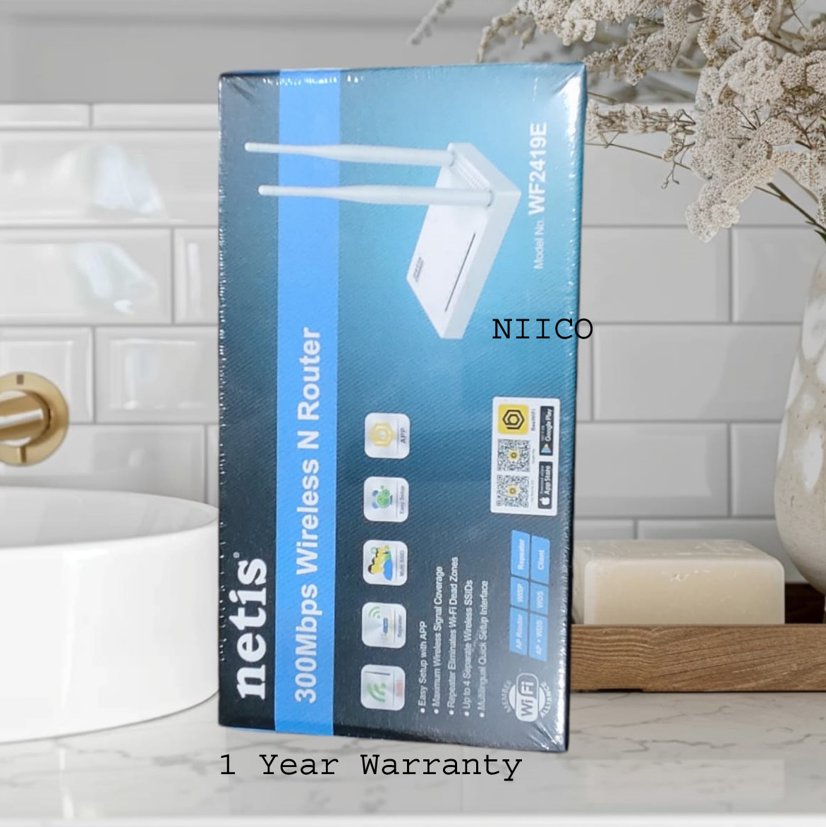 Picture of Netis 300MBPS WIRELESS N ROUTER 2 ANTENNA WITH 5DBI FIXED MODEL- WF2419E -1 YEAR WARRTY