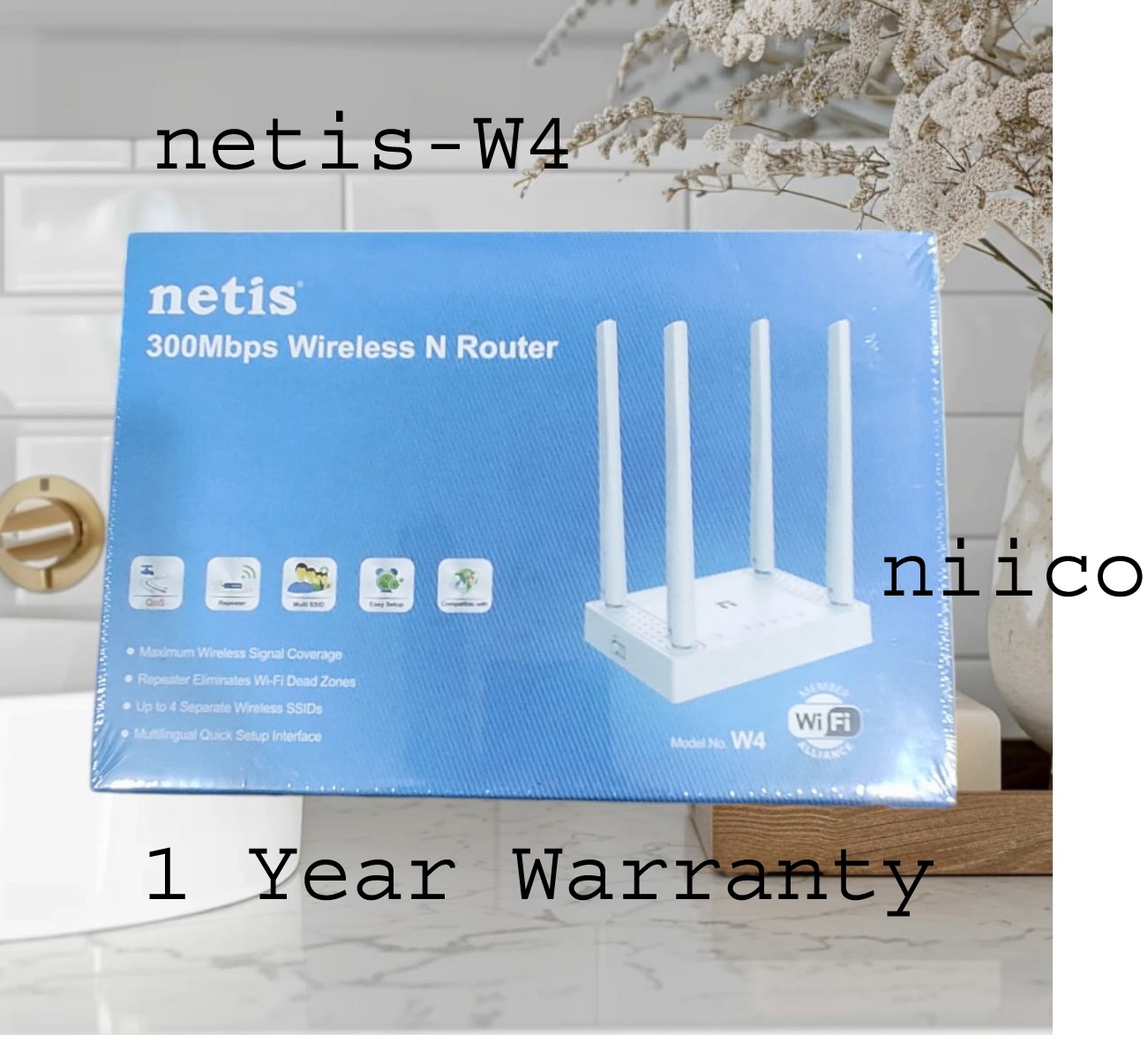 Picture of Netis 300MBPS WIRELESS N ROUTER 4 ANTENNA WITH MODEL- W4  - Maximum Wireless Signal Coverage (1 YEAR WARRTY)