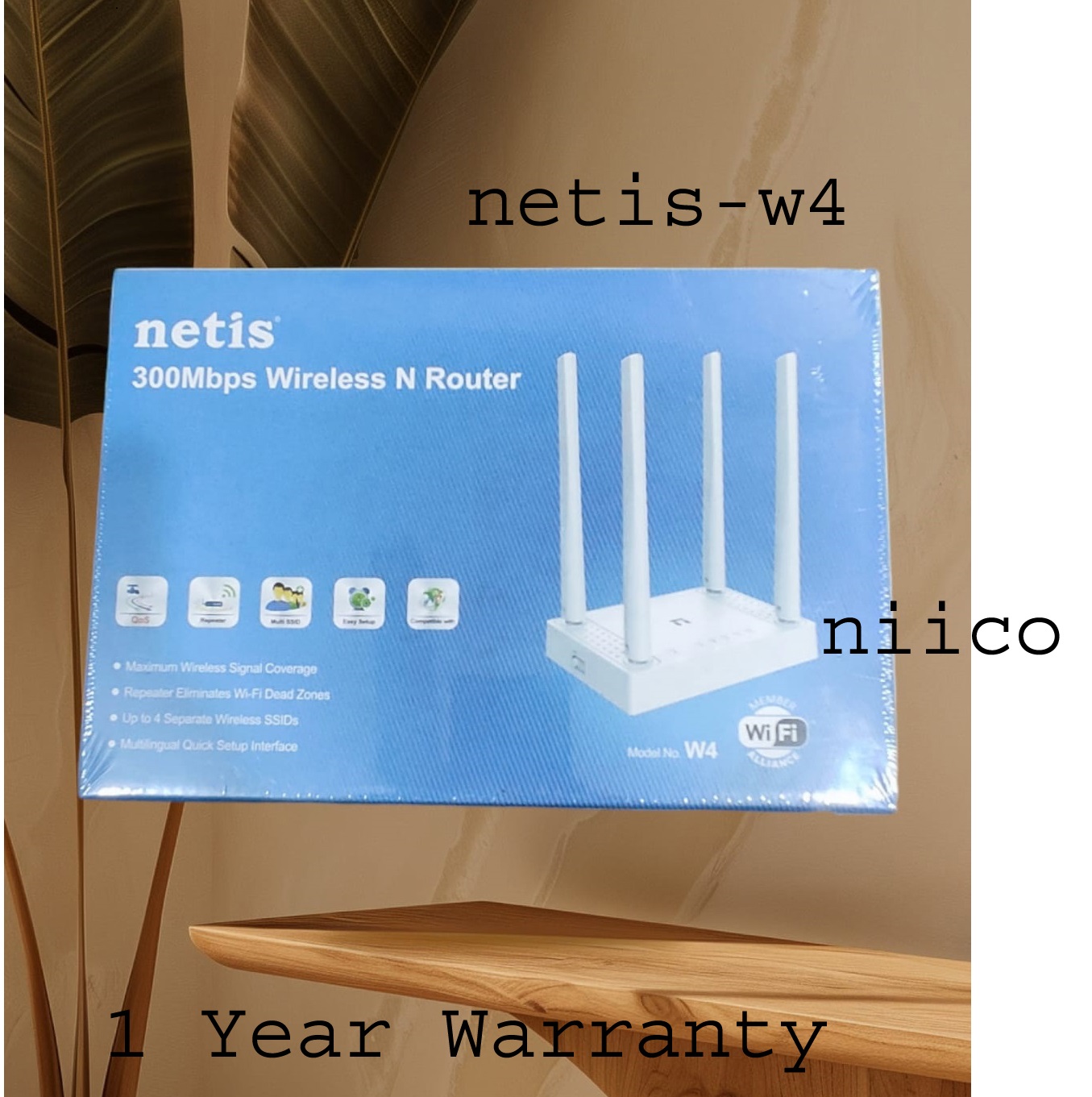 Picture of Netis 300MBPS WIRELESS N ROUTER 4 ANTENNA WITH MODEL- W4  - Maximum Wireless Signal Coverage (1 YEAR WARRTY)