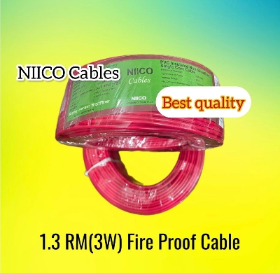 Picture of Niico House Waring Cable 1.3 RM Fireproof Copper cable 10 Guz - 1.3 rm (3-W) 3/22 Copper cable Red Color -(5 Year Warranty )-10 Guz=30 Foot Copper Wire