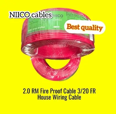 Picture of Niico House Waring Cable 2.0 RM Fireproof Copper cable 10 Guj - 2.0 rm 3/20 Copper cable Red Color -(5 Year Warranty )-10 Guz=30 Foot Copper Wire
