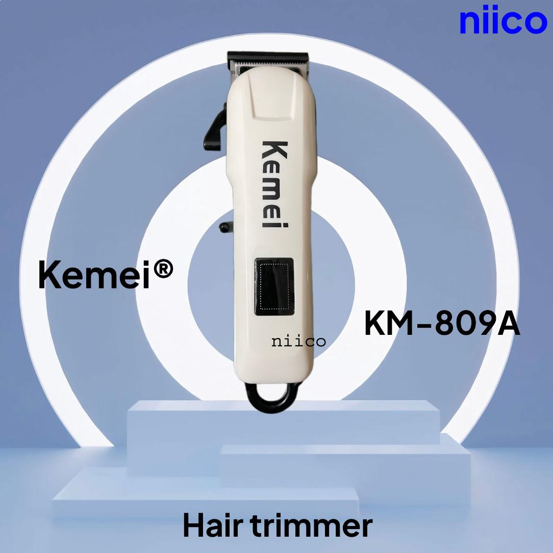 Picture of Kemei AC/DC Digital Electric Rechargeable Professional Hair Clipper Trimmer Model -KM-809A (4 Plastic Attachment Combs)