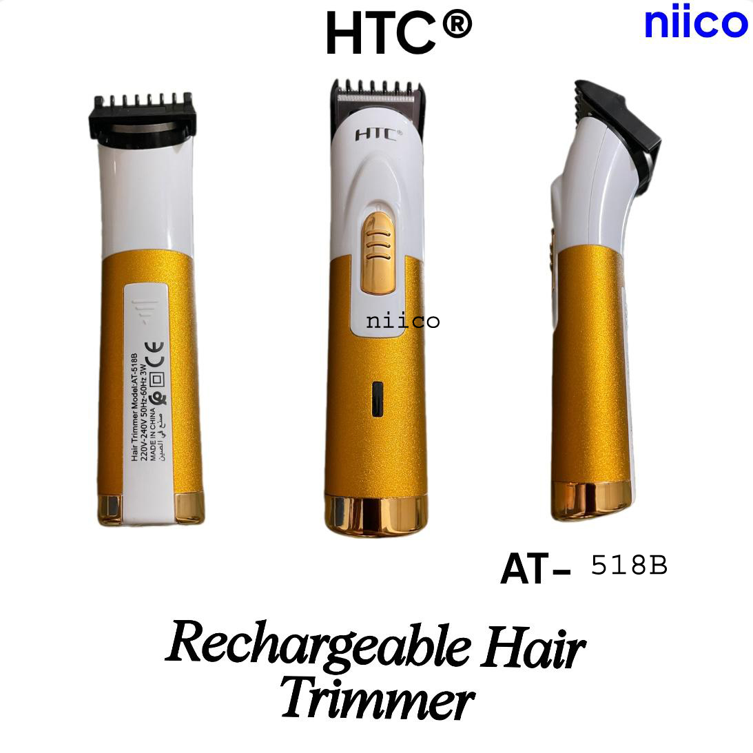 Picture of HTC Professional Rechargeable Heavy Duty  Trimmer / Beard Shaver Trimer For Men Men Model:AT-518B /1107B-Using Time -45 Minutes