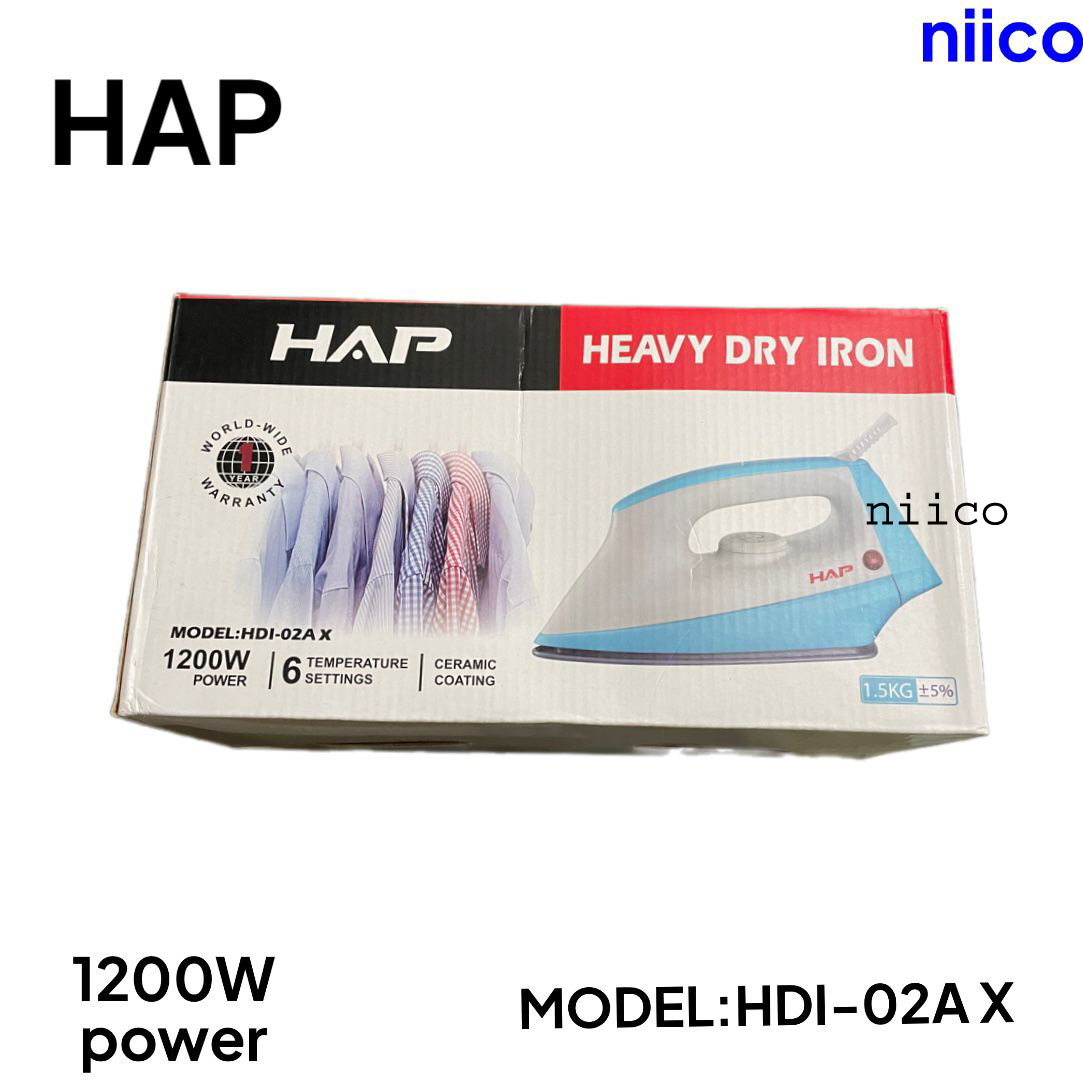 Picture of HAP  Heavy Weight Dry Iron - Iron Machine Model : HDI 02AX -1.5 Kg  Effortlessly Iron Clothes With Automatic Heavy-Weight Dry Iron:1 Year Warranty