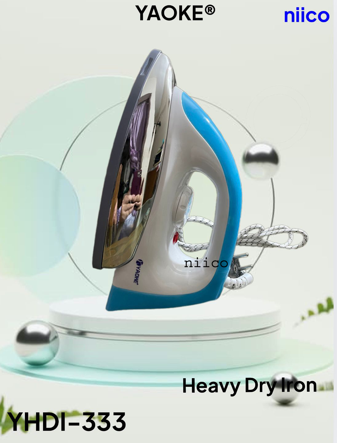 Picture of Yaoke  Ceramic Soleplate Heavy Weight Dry Iron - Iron Machine Model : YHDI -333- Effortlessly Iron Clothes With Automatic Heavy-Weight Dry Iron:1 Year Warranty