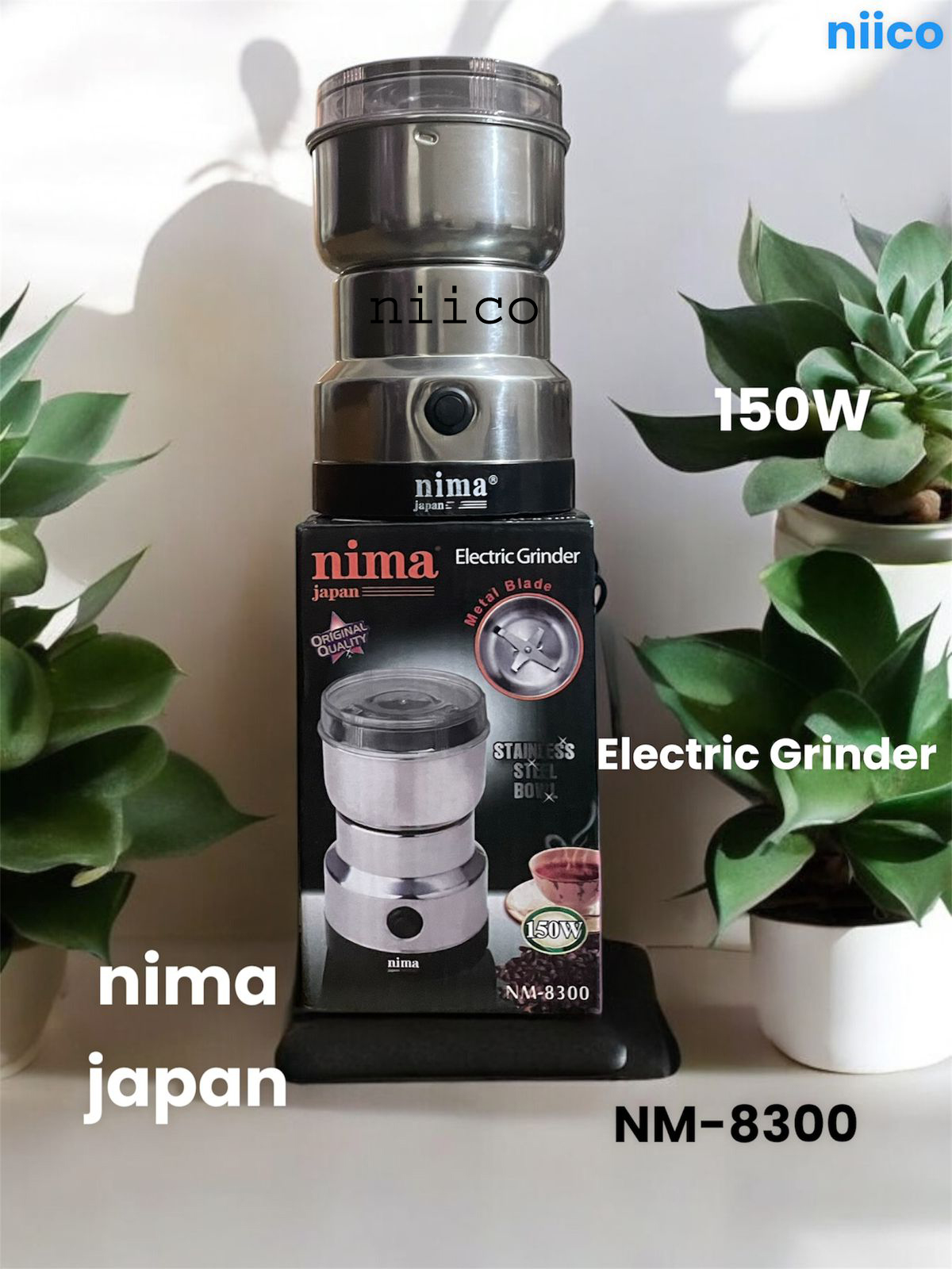 Picture of Nima Heavy Duty Electric Blender / Electric Spice Grinder & Juicer With  Stainless Steel Bowl  Model -8300 (18 Month Warranty)