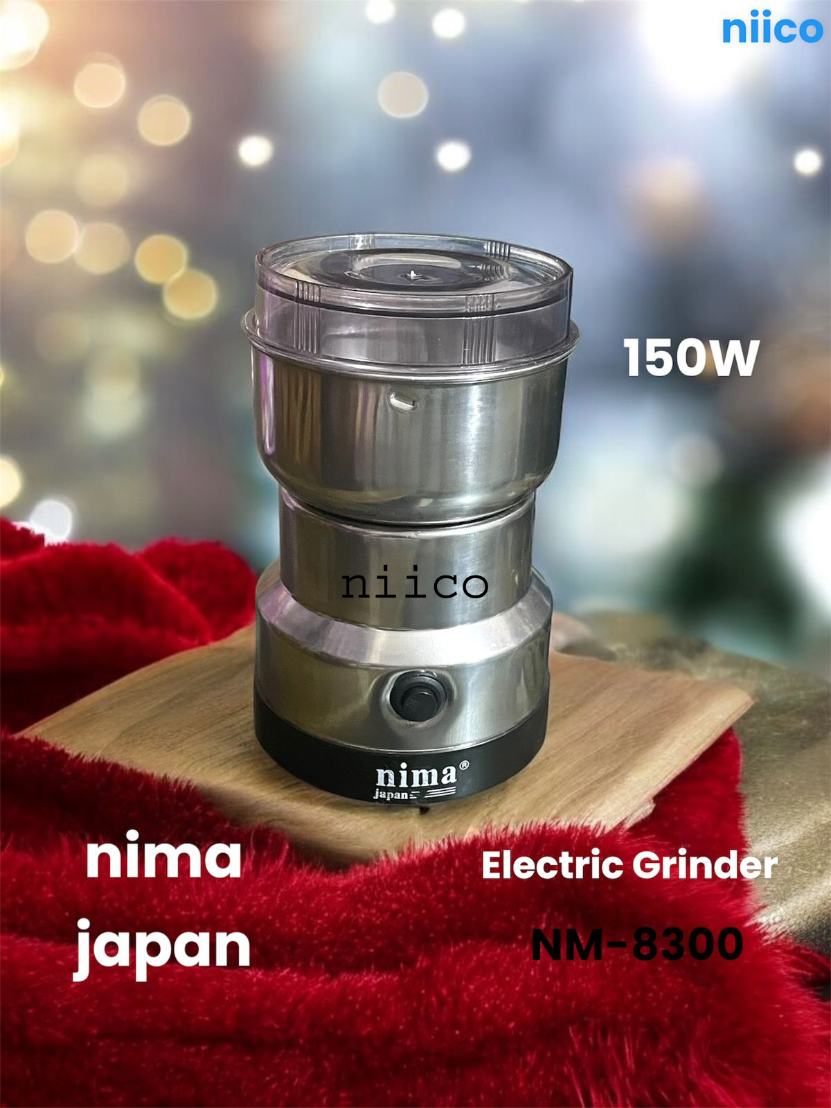 Picture of Nima Heavy Duty Electric Blender / Electric Spice Grinder & Juicer With  Stainless Steel Bowl  Model -8300 (18 Month Warranty)