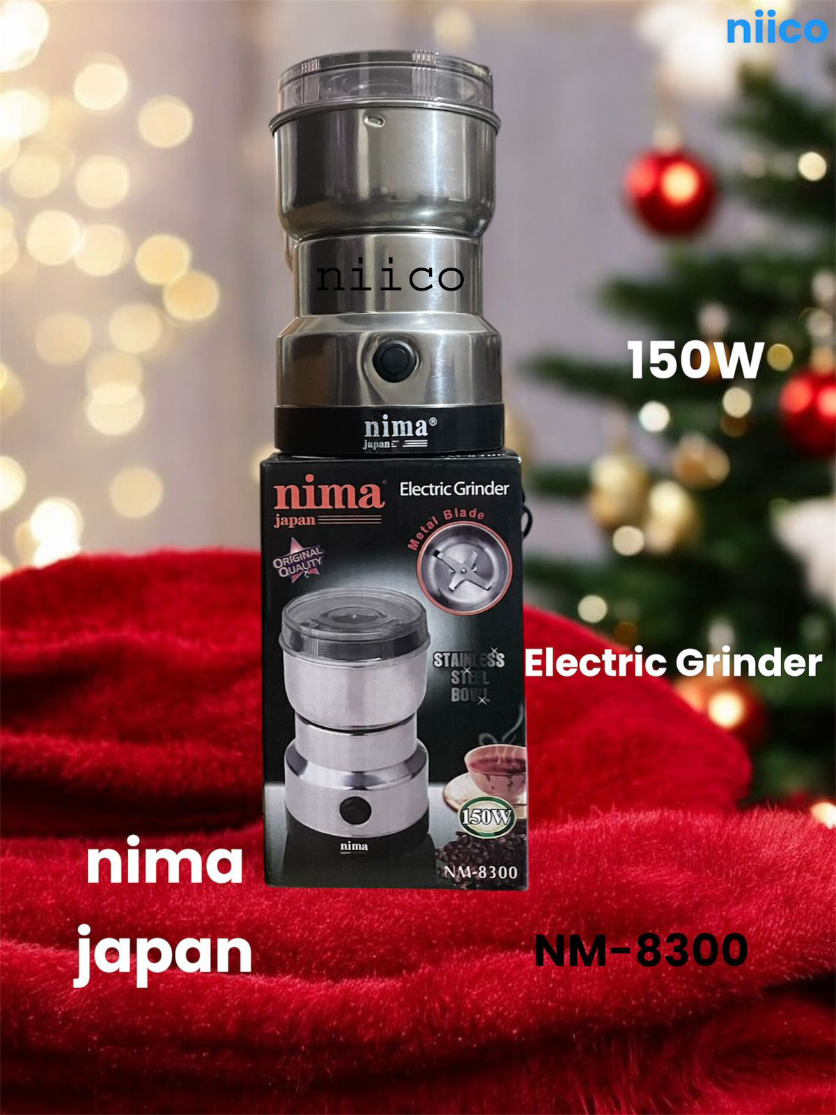 Picture of Nima Heavy Duty Electric Blender / Electric Spice Grinder & Juicer With  Stainless Steel Bowl  Model -8300 (18 Month Warranty)