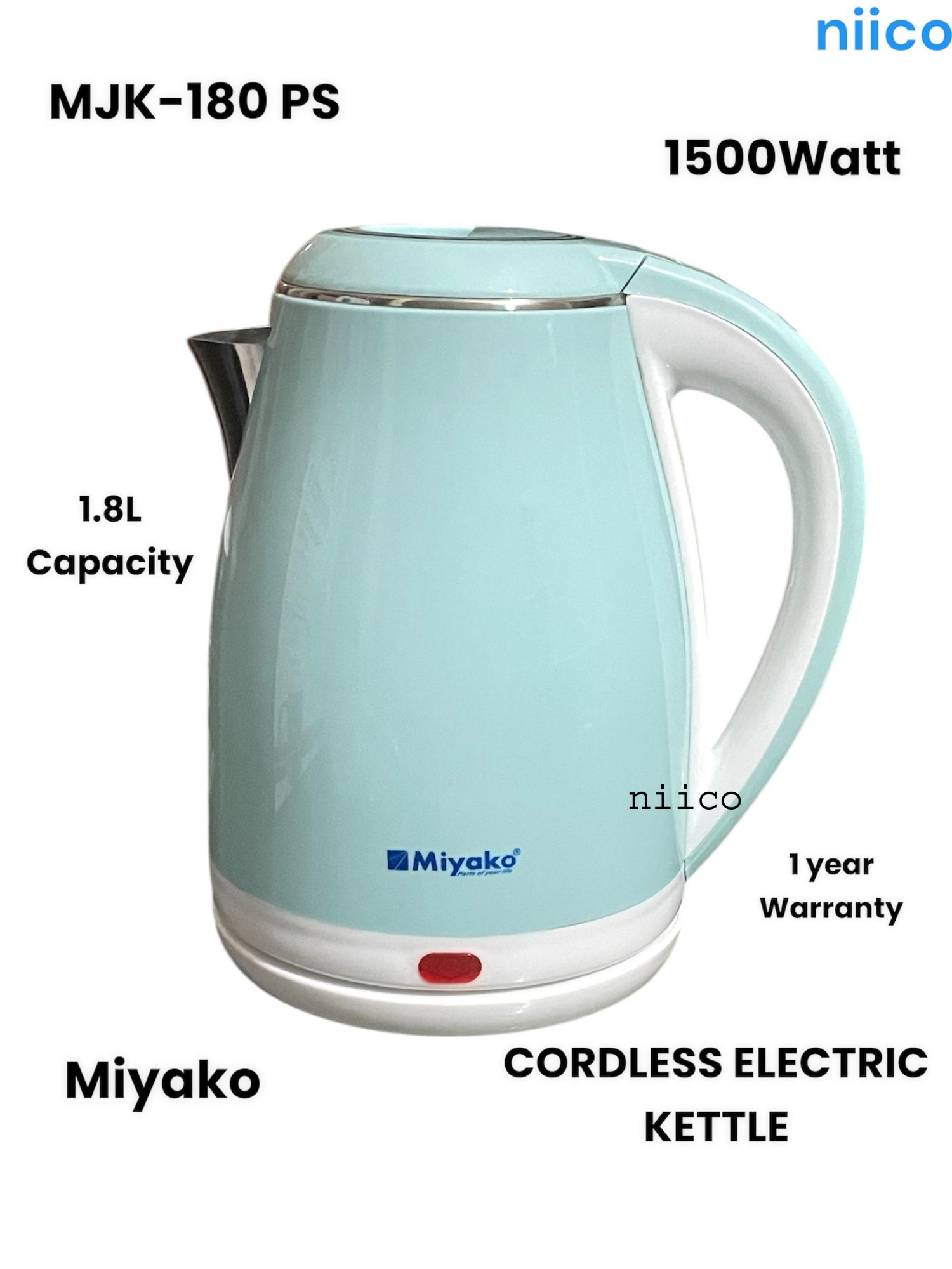 Picture of Miyako Durable  Heavy Dutty Electric Kettle Double Layer   Model  =MJK 180 PS- 1.8  Liter (1 Years Warranty)