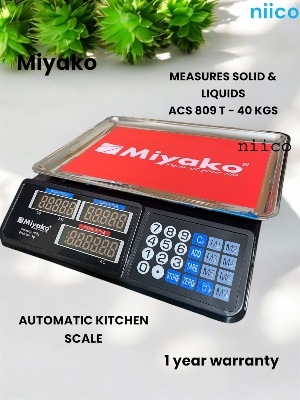Picture of Weight Machine Miyako Weight Machine  Digital Automatic Electronic  Kitchen Scale Weight Machine Stainless Steel Machine Sealead Button & Large LCD Display for Measuring Food, Cake, Vegetable, Fruit Weighing Scale-1 Year Warranty