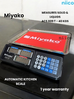 Picture of Weight Machine Miyako Weight Machine  Digital Automatic Electronic  Kitchen Scale Weight Machine Stainless Steel Machine Sealead Button & Large LCD Display for Measuring Food, Cake, Vegetable, Fruit Weighing Scale-1 Year Warranty