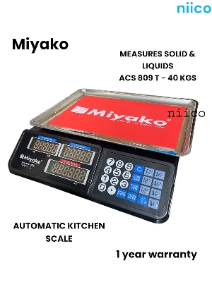 Picture of Weight Machine Miyako Weight Machine  Digital Automatic Electronic  Kitchen Scale Weight Machine Stainless Steel Machine Sealead Button & Large LCD Display for Measuring Food, Cake, Vegetable, Fruit Weighing Scale-1 Year Warranty