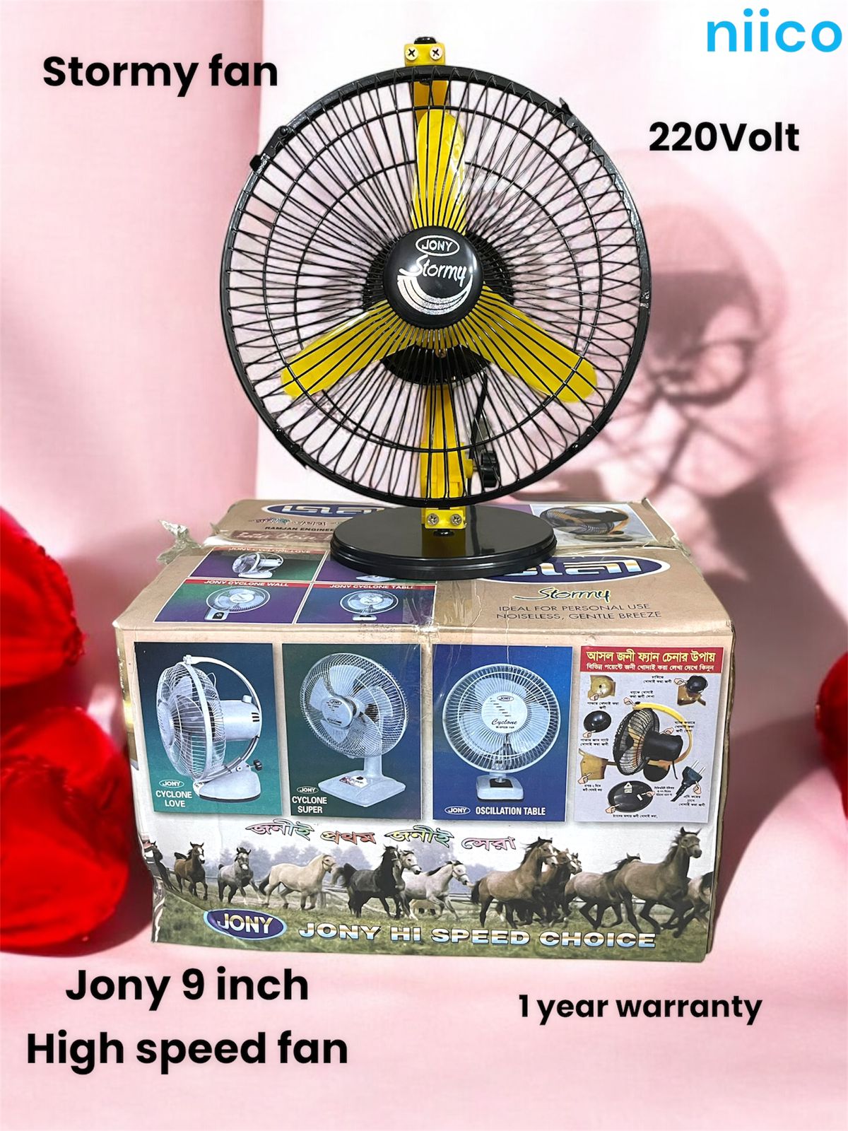 Picture of Jony 9 Inch 3 Pakaha Copper Motor Hi-Speed Fan with 1 year warranty Durable Product Life Time-15 Year