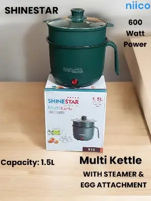 Picture of Multifunctional Non-stick Mini Rice Cooker Non-Coated Household Electric Cooker Electric Frying Pan With Steamer & Egg Attachment-1.5 Liter=600 Watt