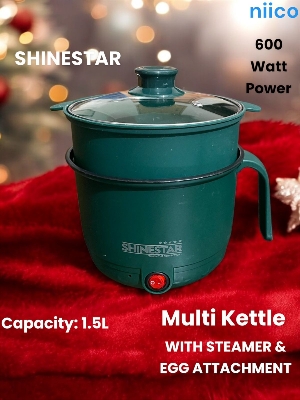 Picture of Multifunctional Non-stick Mini Rice Cooker Non-Coated Household Electric Cooker Electric Frying Pan With Steamer & Egg Attachment-1.5 Liter=600 Watt