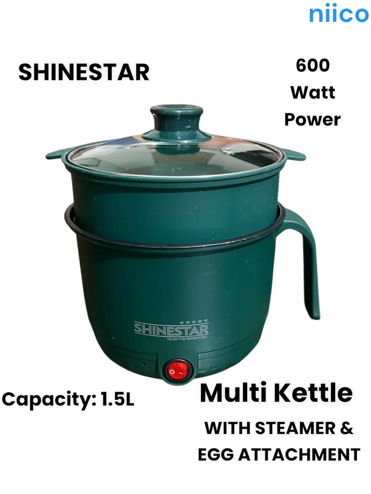 Picture of Multifunctional Non-stick Mini Rice Cooker Non-Coated Household Electric Cooker Electric Frying Pan With Steamer & Egg Attachment-1.5 Liter=600 Watt