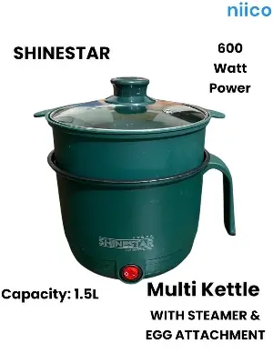 Picture of Multifunctional Non-stick Mini Rice Cooker Non-Coated Household Electric Cooker Electric Frying Pan With Steamer & Egg Attachment-1.5 Liter=600 Watt