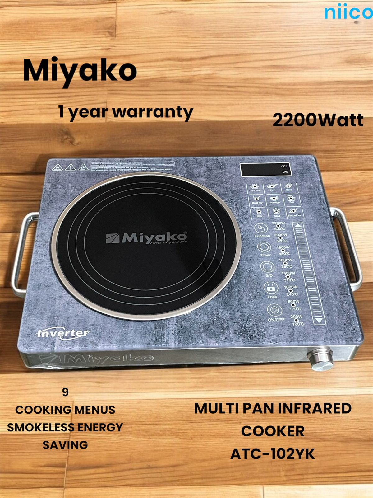 Picture of Miyako  Multi  Pan Infrared Cooker  Energy Savings & Smokeless  Capacity : 2200 Watt-Any Type Of Pan-1 Year Warranty-Model-ACT-102