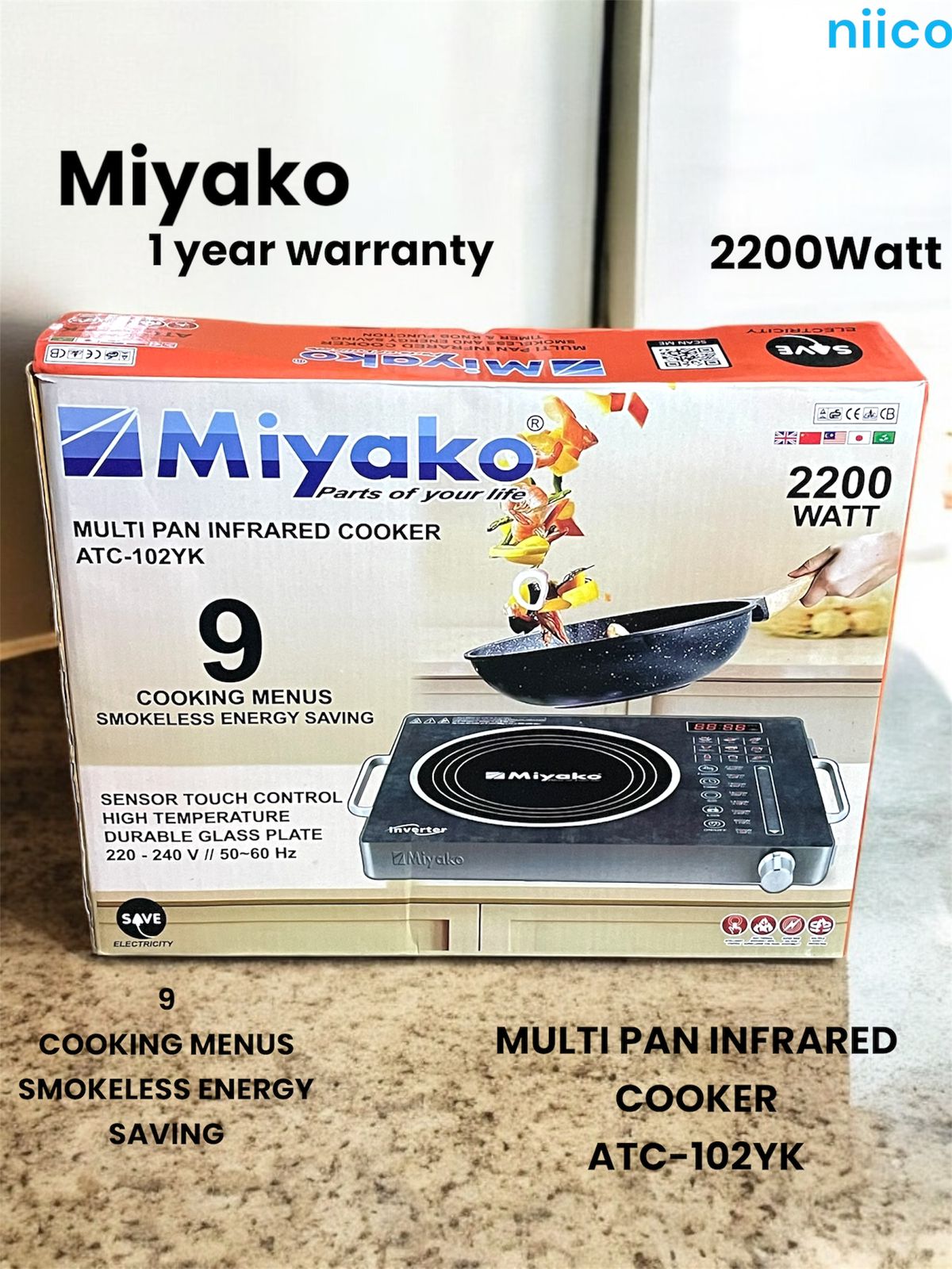 Picture of Miyako  Multi  Pan Infrared Cooker  Energy Savings & Smokeless  Capacity : 2200 Watt-Any Type Of Pan-1 Year Warranty-Model-ACT-102