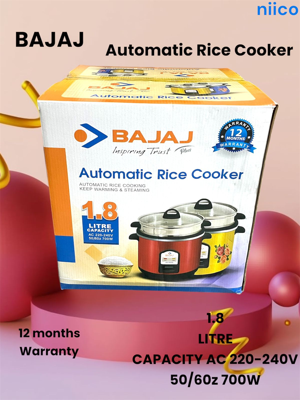 Picture of Bajaj Automatic Rice Cooker -1.8 Liter Capacity( 1 year Warranty}-10 Year Life Time Heavy Duty Product