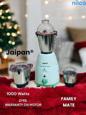 Picture of Jaipan Faimaly Mate 1000 WATTS Heavy Duty  MOTOR  Mixer Blender 3 Stainless Steel Jar 100 Percent Cooper Blender: (2 Year Warranty)