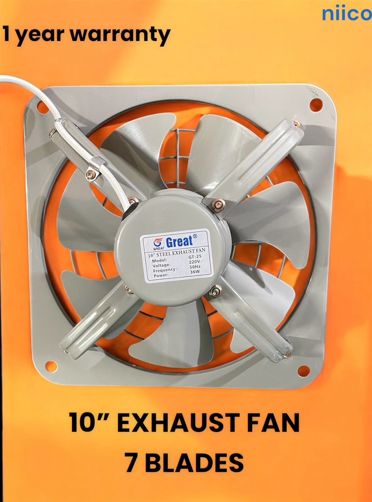 Picture of Exhaust Fan  Lonh Lasting  National Deluxe 10 inch 7 Blade Steel  Body & Pakha =1 Year warranty