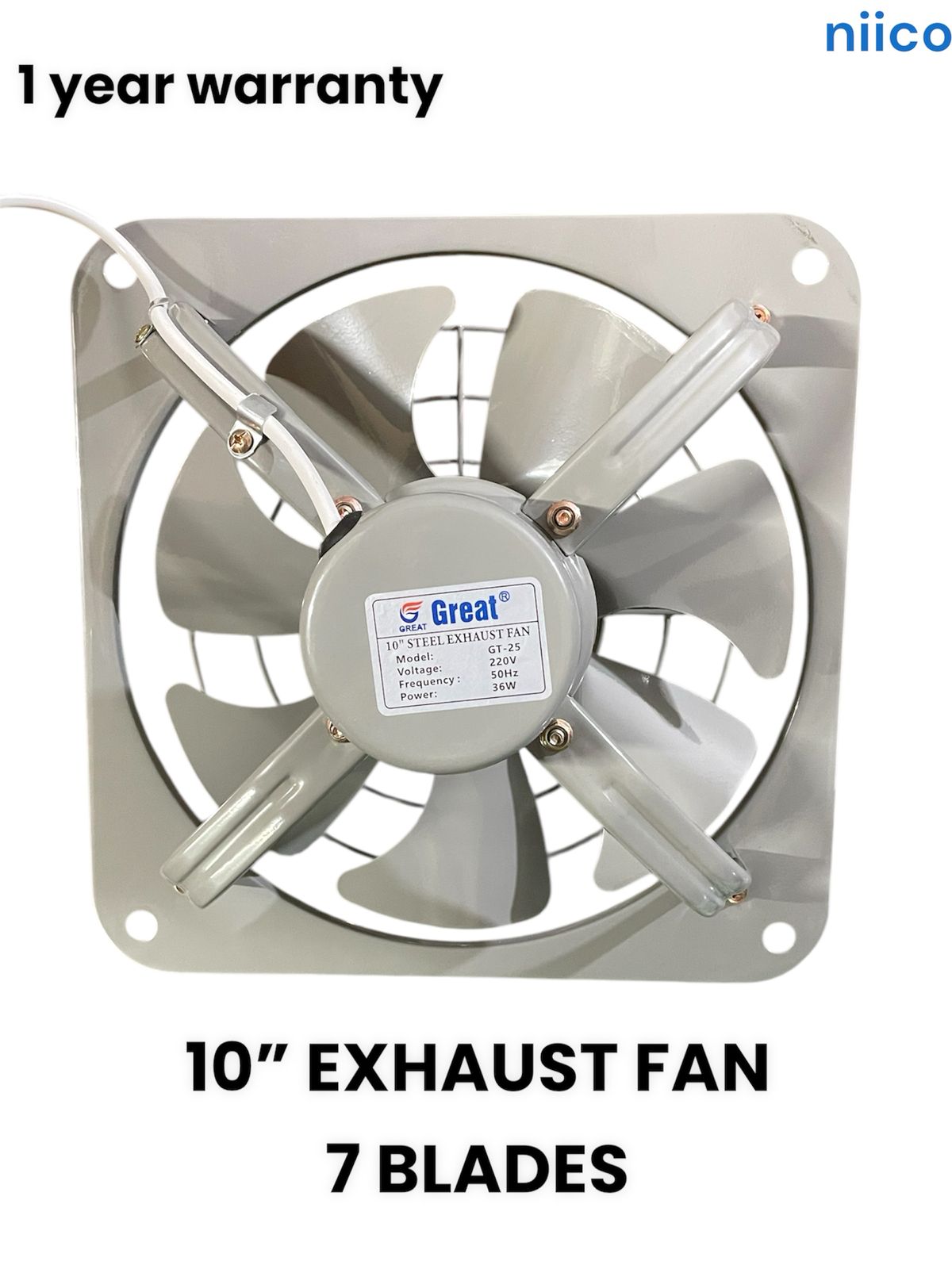 Picture of Exhaust Fan  Lonh Lasting  National Deluxe 10 inch 7 Blade Steel  Body & Pakha =1 Year warranty